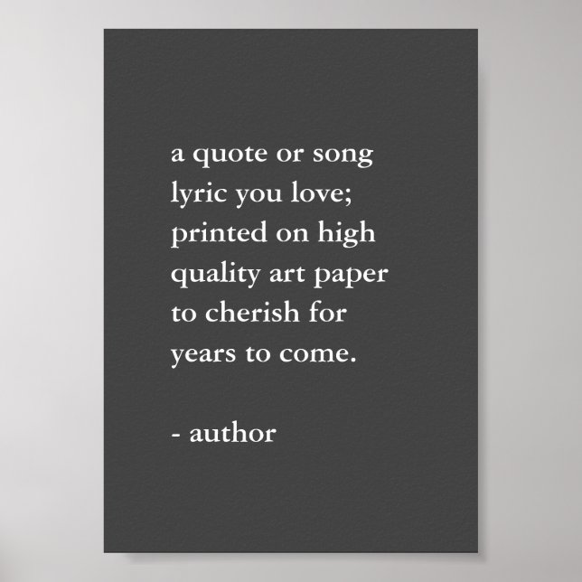 Affiche Citation personnalisée en gris et blanc Imprimer (Devant)