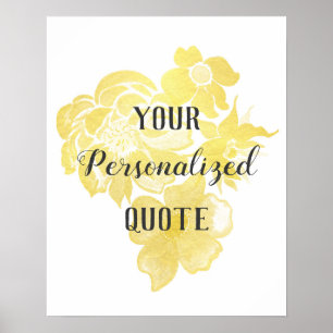 Affiche Citation personnalisée par fleurs d'aquarelle de