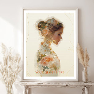 Affiche Citation Personnalisée Silhouette Femme Florale Ro