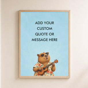 Affiche Citation personnalisée Ukulele Capybara Drôle d'an