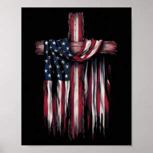 Affiche Citation Religieuse Drapeau Usa 4 Juillet Foi Chré