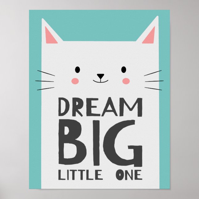 Affiche Citation Rêve Grand Chat Mignon Chambre De Bébé (Devant)