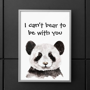 Affiche Citation Romantique Moderne Avec Panda Noir Et Bla
