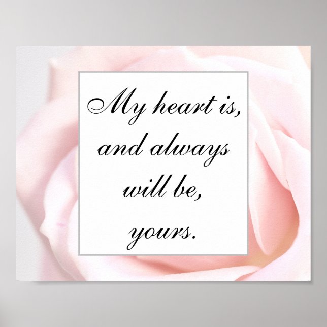Affiche Citation romantique rose pâle de Jane Austen (Devant)