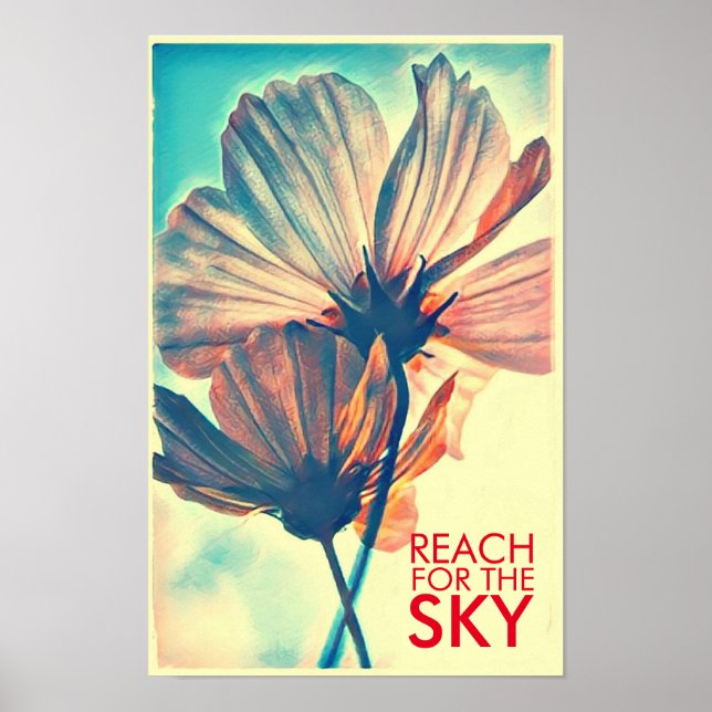 Affiche Citation Rose Cosmos Atteindre le Ciel (Devant)