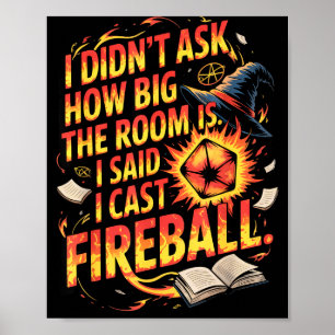 Affiche Citation Rpg Drôle Je Lance Fireball Avec Chapeau