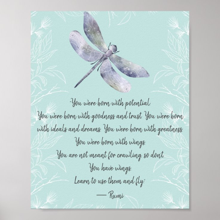 Affiche Citation Rumi Nee Avec Ailes Zazzle Fr