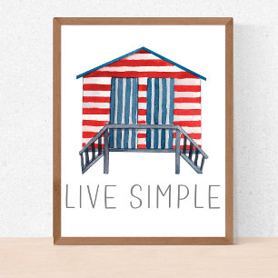 Affiche Citation Simple Vie Cabane de plage nautique estiv