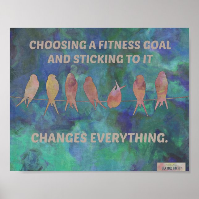 Affiche Citation sur la condition physique : Oiseaux et bl (Devant)