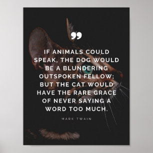 Affiche Citation sur la grâce des chats par Mark Twain