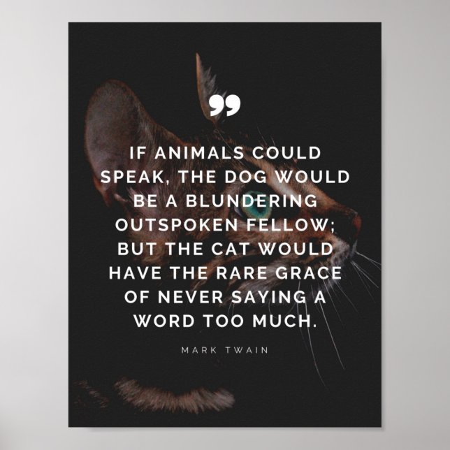 Affiche Citation sur la grâce des chats par Mark Twain (Devant)