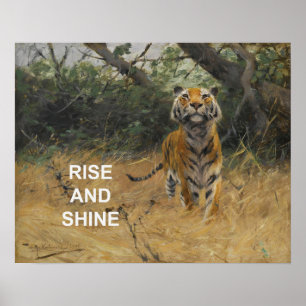 Affiche Citation Texte Monter & Briller + Peinture Tiger V