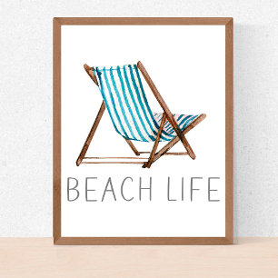 Affiche Citation Vie de Plage Chaise de Plage d'Été Nautiq
