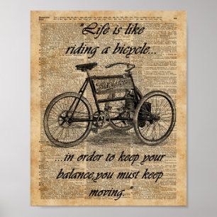 Affiche Citation vintage de bicyclette d'art de