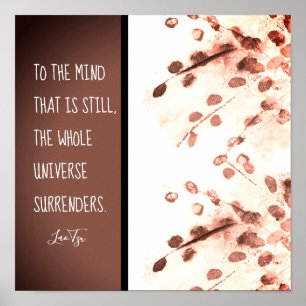 Affiche citation zen inspirante Lao Tzu art nature marron