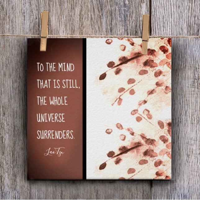 Affiche citation zen inspirante Lao Tzu nature art brun (Créateur téléchargé)