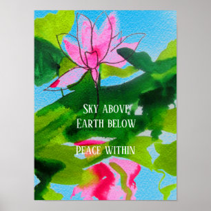 Affiche Citation zen lotus aquarelle art paix dans