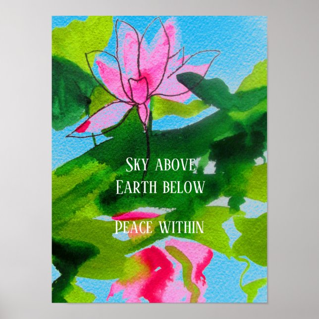 Affiche Citation zen lotus aquarelle art paix dans (Devant)