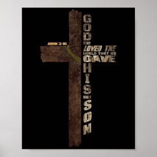 Affiche Citations chrétiennes Cross Bible Verse John 3.16