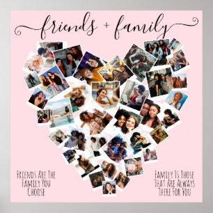 Affiche Citations d'amis et de famille Photo Heart Collage