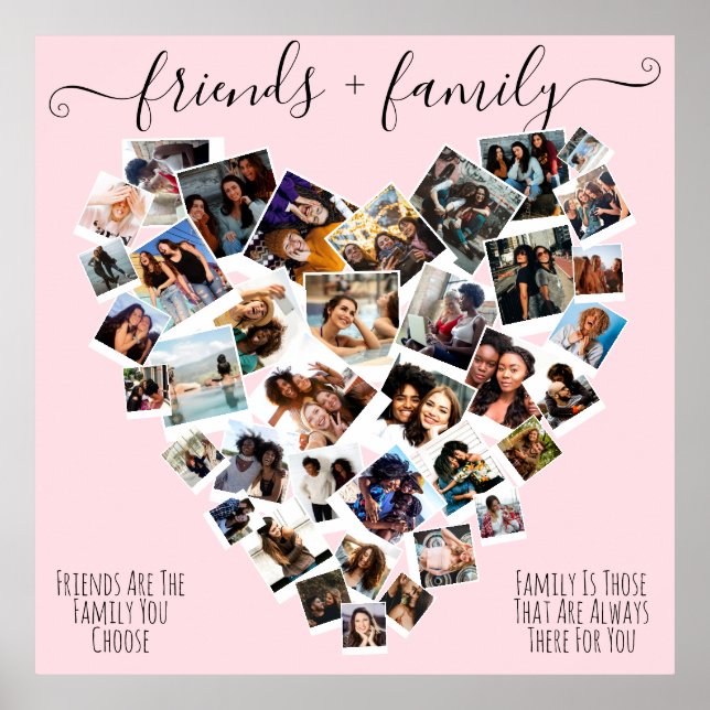 Affiche Citations d'amis et de famille Photo Heart Collage (Devant)