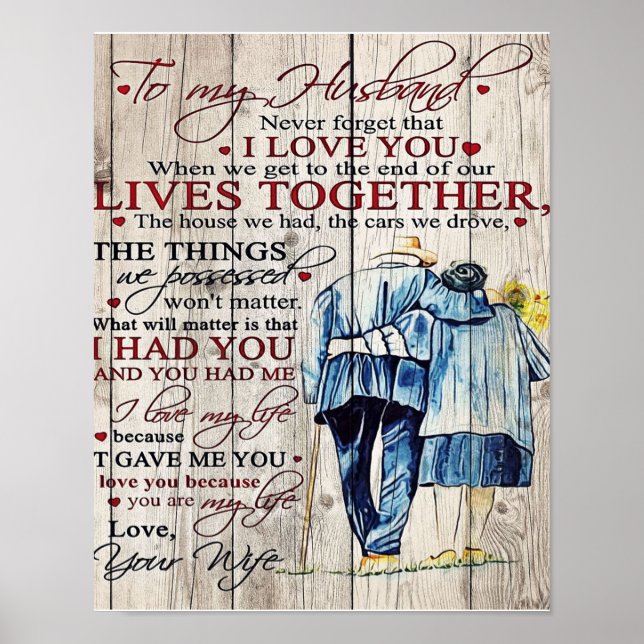 Affiche Citations D'Amour À Mon Mari, Décor À La Maison (Devant)