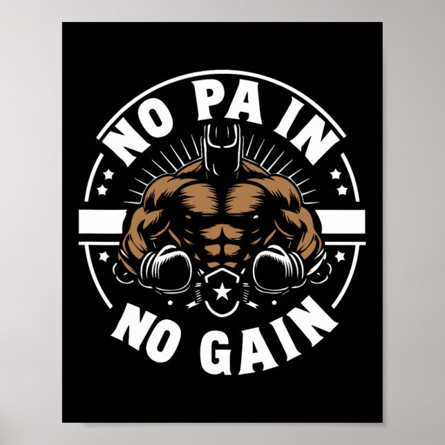 Affiche Citations De Boxer Pas De Douleur Pas De Gain Sign (Devant)
