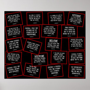 Affiche Citations de football Collage en rouge, noir et bl