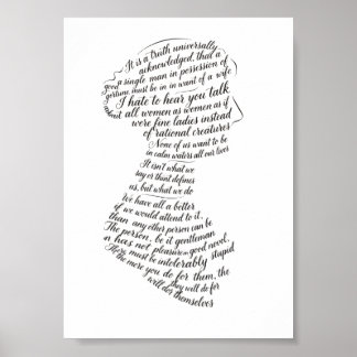 Affiche Citations de Jane Austen Calligramme