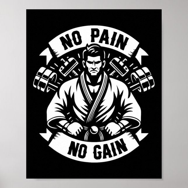 Affiche Citations De Karaté Amusant Pas De Douleur Pas De  (Devant)