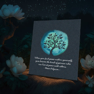 Affiche Citations de méditation YOGA Elégant Aquarelle Arb