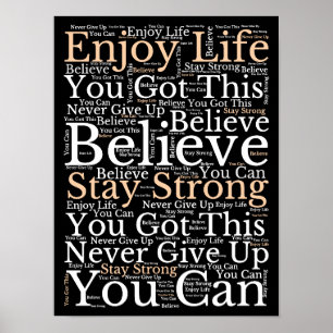 Affiche Citations de motivation. Motif WordArt blanc noir