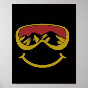 Affiche Citations De Ski Et De Snowboard Souriant Des Lune