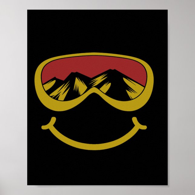 Affiche Citations De Ski Et De Snowboard Souriant Des Lune (Devant)