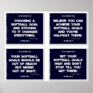 Affiche Citations de softball Blue Collage 1-4