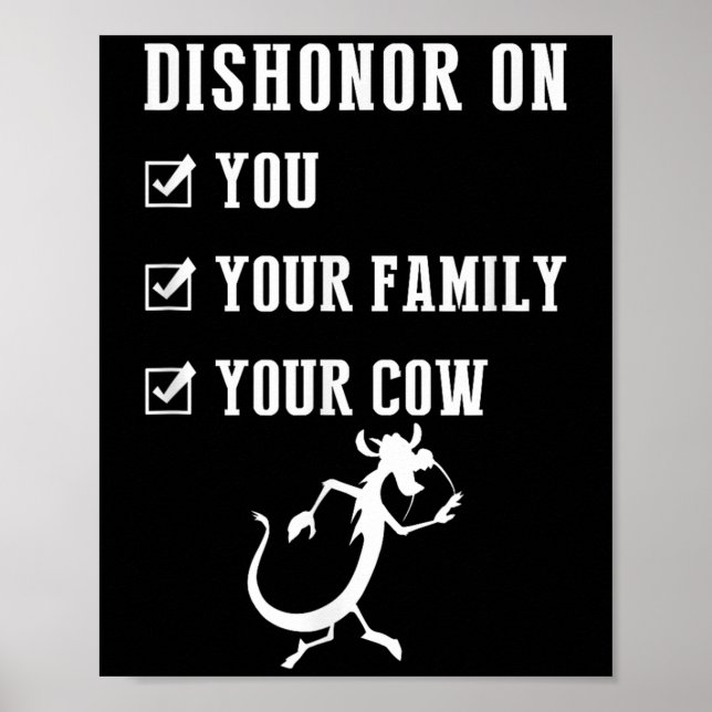 Affiche Citations Drôle Dishonor Sur Votre Vache S (Devant)