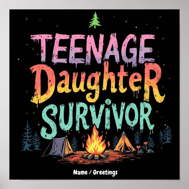 Affiche Citations drôles de survie de fille adolescente po (Devant)