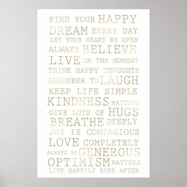 Affiche Citations Gold White Inspiration (Devant)