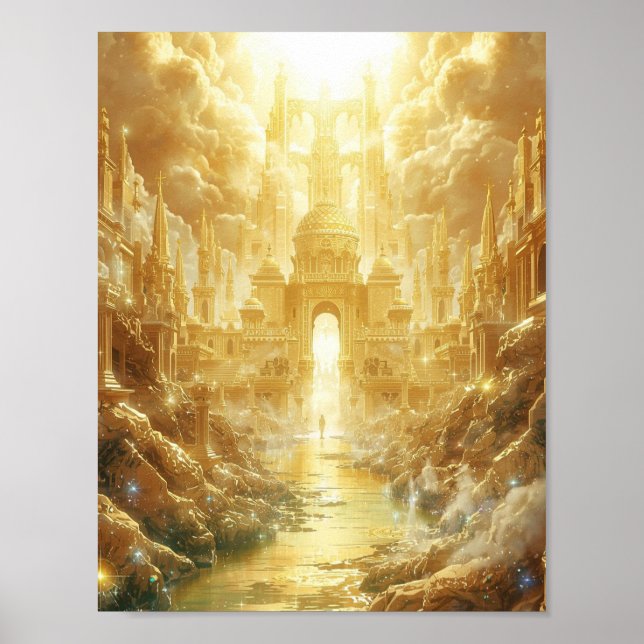 Affiche Cité Céleste Dorée Céleste de Lumière Fantastique (Devant)