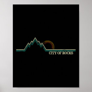 Affiche Cité des rochers Idaho Rétro Escalade d'été en mon