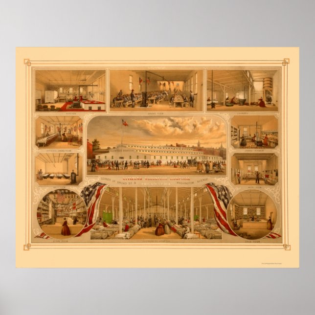 Affiche Citizens Volunteer Hospital par P.S. Duval 1862 (Devant)