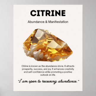 Affiche Citrine Cristal Pierre Signification