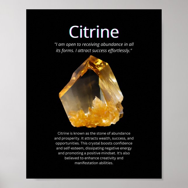 Affiche Citrine Crystal Stone Signification (Devant)
