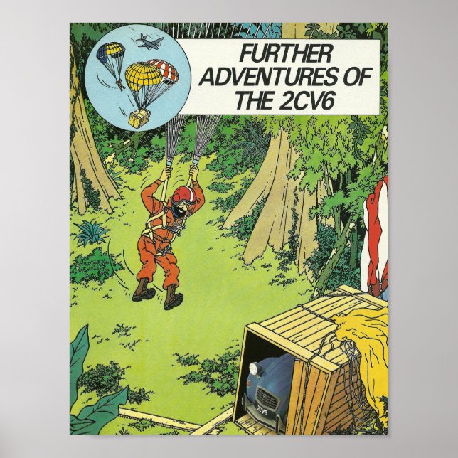 Affiche Citroen 2cv Classic vintage poster, retro design (Devant)