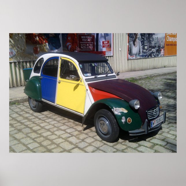 Affiche Citroen coloré 2 CV (Devant)