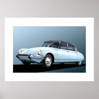 Affiche Citroen DS19 Pale Blue Artwork