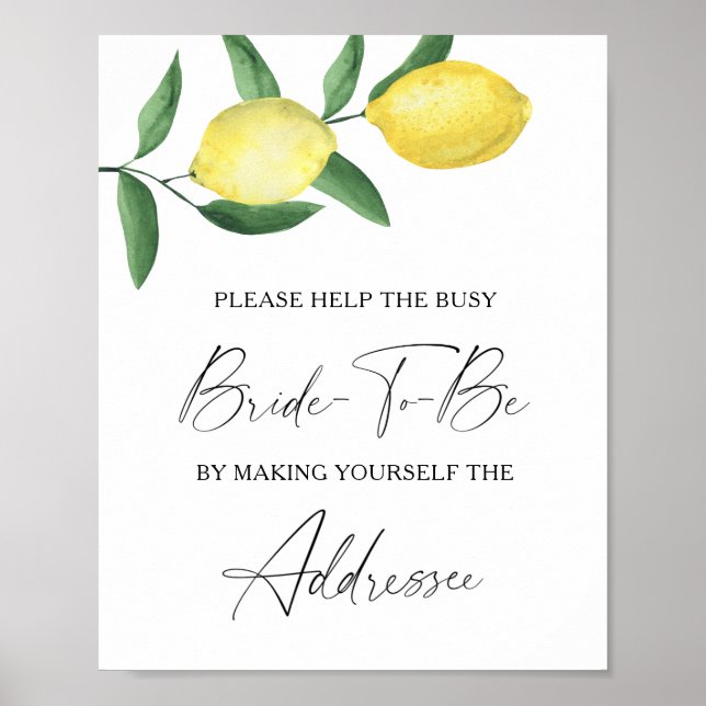 Affiche Citron - aider la mariée occupée Adresse (Devant)