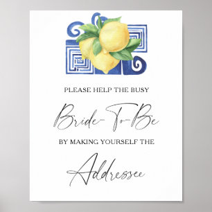 Affiche Citron - aider la mariée occupée Adresse