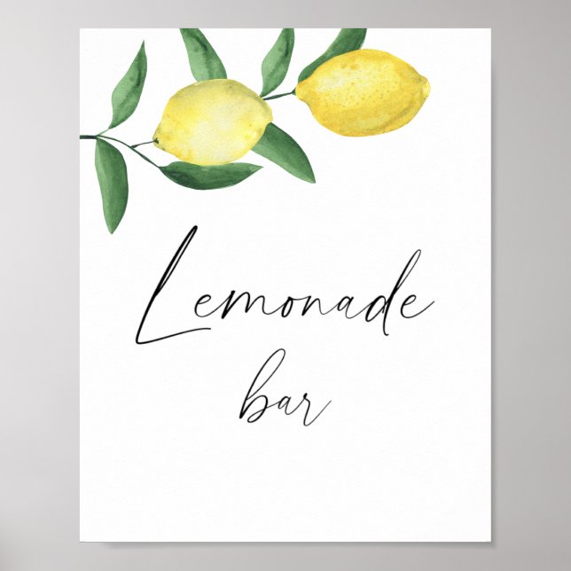 Affiche Citron aquarelle moderne citrus - bar à limonade (Devant)