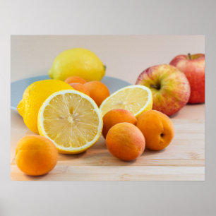 Affiche Citron avec abricots et pommes Photographie culina